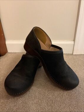 Dansko Black Suede-Look Slip-On Mules